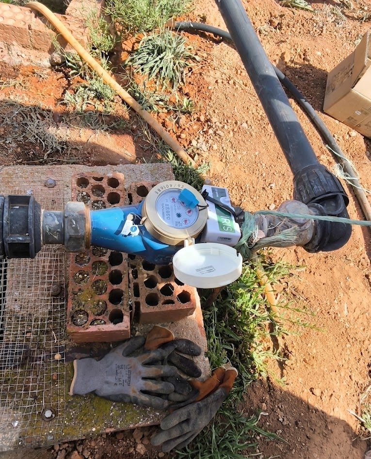 Contador Predator Woltmann con módulo IRIS NB-IoT instalado en tubería de gran diámetro en La Mancha